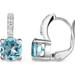 Náušnice z bílého zlata s topazy Sky Blue a brilianty