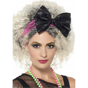 Čelenka Elastická ČELENKA RŮŽOVÁ krajka VELKÁ MAŠLE styl 80. léta