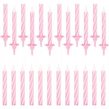 Dortová svíčka Růžové svíčky - spirály 24ks DEKORATIVNÍ NA DORT Narozeninové ozdoby