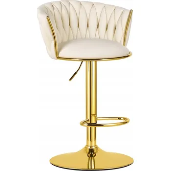 Barová židle Barová Židle Zlatá Do Kuchyně Jídelny Nastavitelná Výška Pohodlný Velur