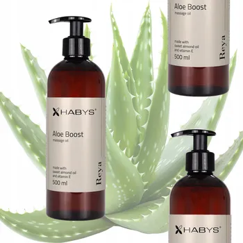 Masážní přípravek Mandlový olej Habys Reya Aloe Boost 500 ml s aloe vera, láhev s pumpičkou
