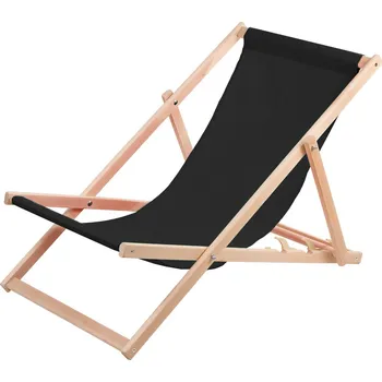Zahradní lehátko Pohodlné dřevěné lehátko v černé barvě ideální na pláž, balkon, terasu