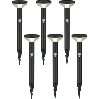 Venkovní osvětlení Solární LED světlo Maclean, se senzorem, 3 režimy, zásuvné, Li-ion 18650, IP44, 3,7 V, 1200 mAh, černá, MCE465 B, 6 kusů