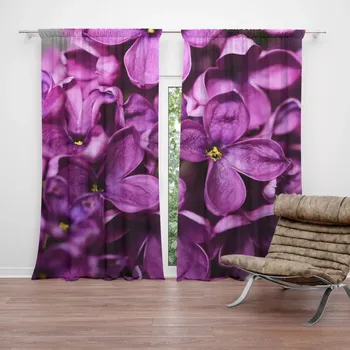 Závěs Sablio Závěs Fialové květy: 2ks 140x250cm