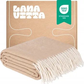 deka Vlněná deka "Steppe" 100% Australská vlna Pléd Béžový 140x200 cm