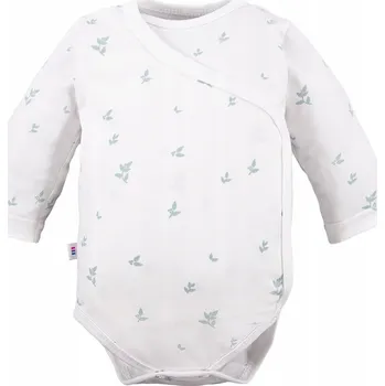 Kojenecký body Dětské zavinovací body bílé se zelenými lístky, velikost 56