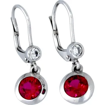Náušnice Goldstore Visací náušnice bílé zlato rubín a zirkony Váha: 2.55 g