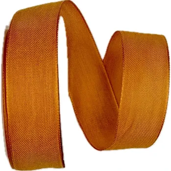 Stuha Bavlněná stuha CHANCE – Spicy Orange oranžová 25mm x 3m (6,-Kč/m) (jednobarevná tkaná stuha, barva oranžová, bavlněná, oboustranná, s vetkaným vlascem v lemu)