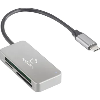Příslušenství pro datový nosič Renkforce RF-PCR-210 externí čtečka paměťových karet USB-C(TM) (USB 3.2 Gen 1) stříbrná