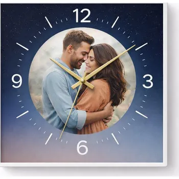 Hodiny Hodiny z vlastní fotografie – noční obloha - 20x20 cm / Plast / Přehnané rysy