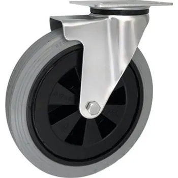 Pojezdové kolečko Pryžové kolo s plastovým diskem v otočné vidlici 250 mm