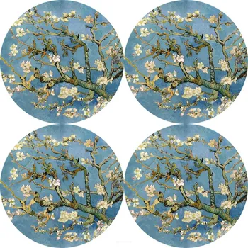 prostírání Sada podložek na stůl Bertoni, 4 kusy, kulaté, 33 cm, mandle