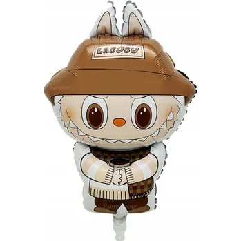 Balónek FÓLIOVÝ BALÓNEK LABUBU BÉŽOVÝ S KLOBOUKEM MOSTER SECRET NAROZENINY