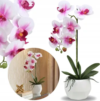 umělá květina Umělá orchidej V SKLENĚNÉM KVĚTINÁČI jako živá, PREMIUM kvalita, 42 cm