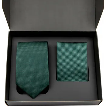 Kravata Pánská kravata zelená / lahvově zeleň + kapesníček zelený
