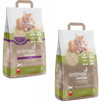 Podestýlka pro kočku Hrudkující stelivo, Levandule, drcené, 7 litrů + Hrudkující stelivo, Klasik, drcené, 7 litrů, Animax