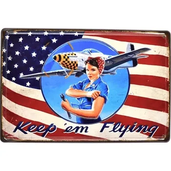 Plechová cedule Cedule Keepem Flying - Girl