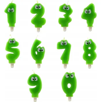 Dortová svíčka Svíčka ČÍSLO 5 s OČIMA zelená na dort k NAROZENINÁM