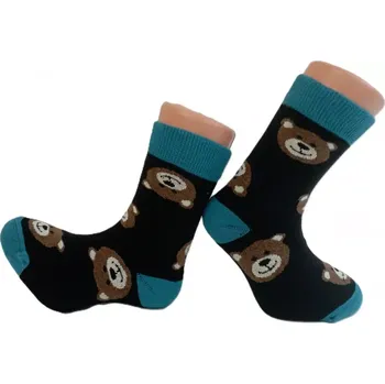 Dětské zimní termo ponožky Trepon Bear černé (Dětské froté ponožky s medvědy)