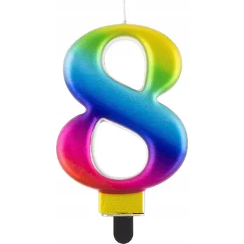 Dortová svíčka Narozeninová svíčka DORT číslice 8 DUHA
