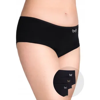 Kalhotky Kalhotky dámské midi bavlněné motýlky černé 3PAK XXL YOCLUB