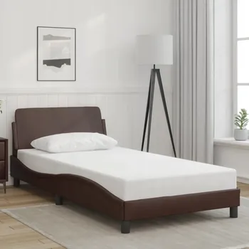 Postel VidaXL Rám postele s čelem, hnědá, 100x200 cm