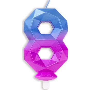 Dortová svíčka KŘIŠŤÁL NAROZENINY DORT GALAXIE ČÍSLICE 8