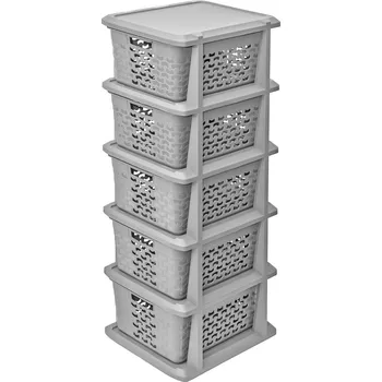 Úložný box Stojan BranQ, 5 výsuvných košů, univerzální, šedý, Cotton 1785