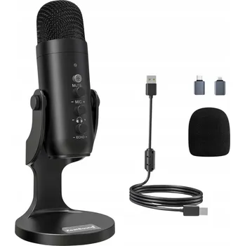 Mikrofon Profesionální Studiový a Herní Mikrofon Počítač, Smartphone + USB-C Adaptér