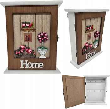 Skříňka na klíč UZAMYKATELNÁ SKŘÍŇKA NA KLÍČE S POLIČKOU A 6 HÁČKY - ZÁVĚSNÁ