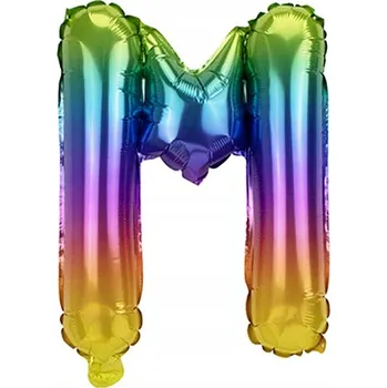 Balónek Fóliový balónek písmeno M, barevný duhový, abeceda, 40 cm