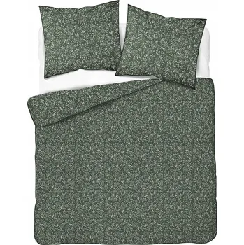 Povlečení Sada povlečení Detexpol bavlněná 220x200 cm zelená s květinami 3 dílná