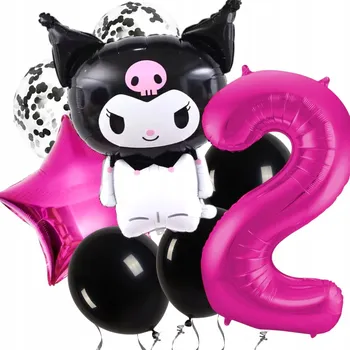 Balónek SADA BALÓNKŮ narozeninová dekorace Kuromi ČÍSLICE 2 ANIME kawaii