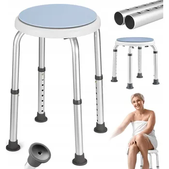 Koupelnové sedátko TABURET STOLIČKA DO SPRCHY SPRCHOVÁ ŽIDLE O 360° NASTAVITELNÁ 136 KG