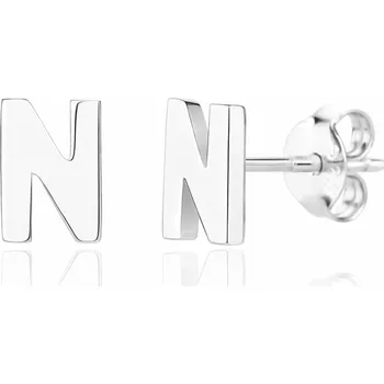 Náušnice Bealio BEALIO 13982 Stříbrné náušnice PÍSMENO N 03-13982-4090