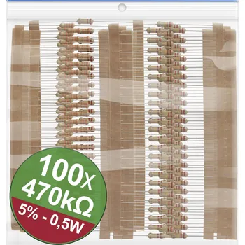 Rezistor Quadrios 22P125 22P125 sada uhlíkových rezistorů 470 kΩ axiální 0.5 W 5 procent 1 sada