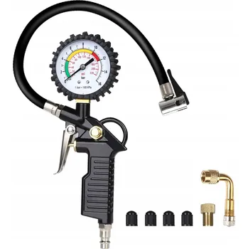 Autodiagnostika URAQT Manometr - Měřič tlaku v pneumatikách s hustilkou, 220 PSI