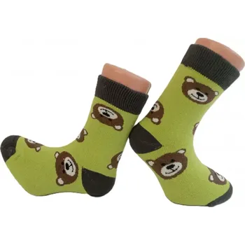 Dětské zimní termo ponožky Trepon Bear zelené (Dětské froté ponožky s medvědy)