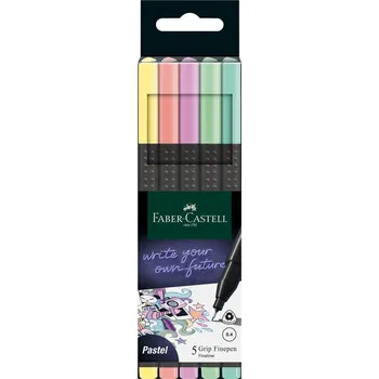 FABER-CASTELL Pastelové tenké fixy popisovače 0,4 mm Grip, 5 barev