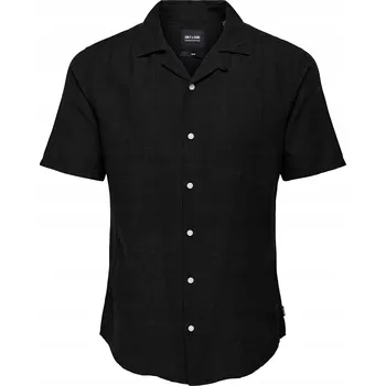 Pánská košile Pánská košile Only & Sons černá slim bavlněná s krátkým rukávem XXL