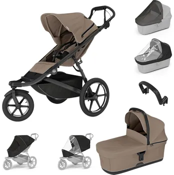 Kočárek THULE Urban Glide 3 Tinted Taupe + korba Tinted Taupe + pláštěnka + moskytiéra + madlo + pláštěnka a moskytiéra na korbu