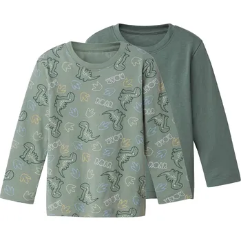 Chlapecké oblečení lupilu® Dětské triko s dlouhými rukávy, 2 kusy (zelená, 86/92)