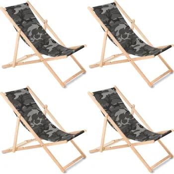 Zahradní lehátko GreenBlue GB183 klasické lehátko z bukového dřeva, marocká šedá, 4 kusy