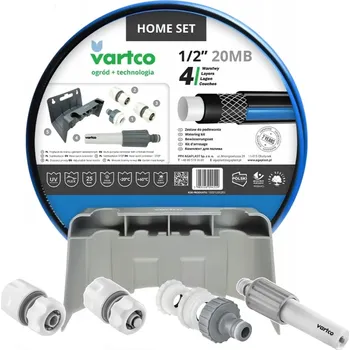 Zahradní hadice Zahradní sada Vartco, 1/2'' 20m hadice, rychlospojka Stop and Go, kohoutková přípojka, zavlažovač, nástěnný držák, Home Set