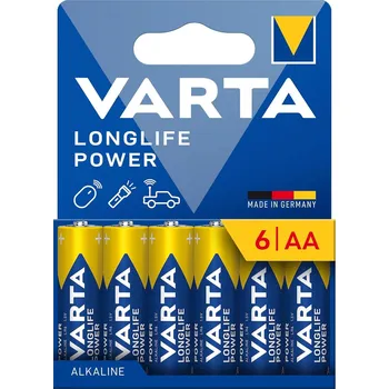 Článková baterie VARTA Longlife Power, 6 alkalických baterií AA, LR06, 1,5 V