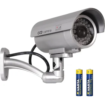 Atrapa kamery IR9000 S IR LED stříbrná + 2x AAA baterie Varta Industrial