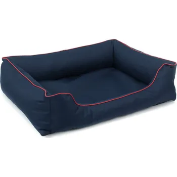Pelíšek pro psa Ortopedický rozkládací pelíšek pro psy Valencia v tmavě modré barvě s červeným lemováním 65x50cm