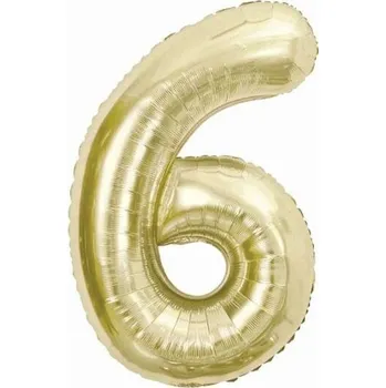 Balónek BALÓNEK ČÍSLICE 6 FÓLIOVÝ ŠAMPAŇSKÝ NA HELIUM 85 CM