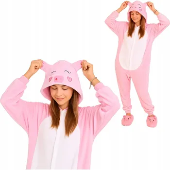 Dámské pyžamo Pyžamo Overal Kigurumi Kostým Růžové Prasátko Velikost L: 165 - 175 cm