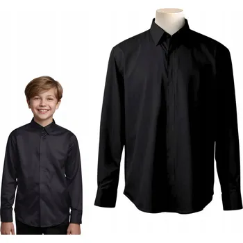 Chlapecká košile Koszulland dětská košile s dlouhým rukávem, bavlna, černá, velikost 170